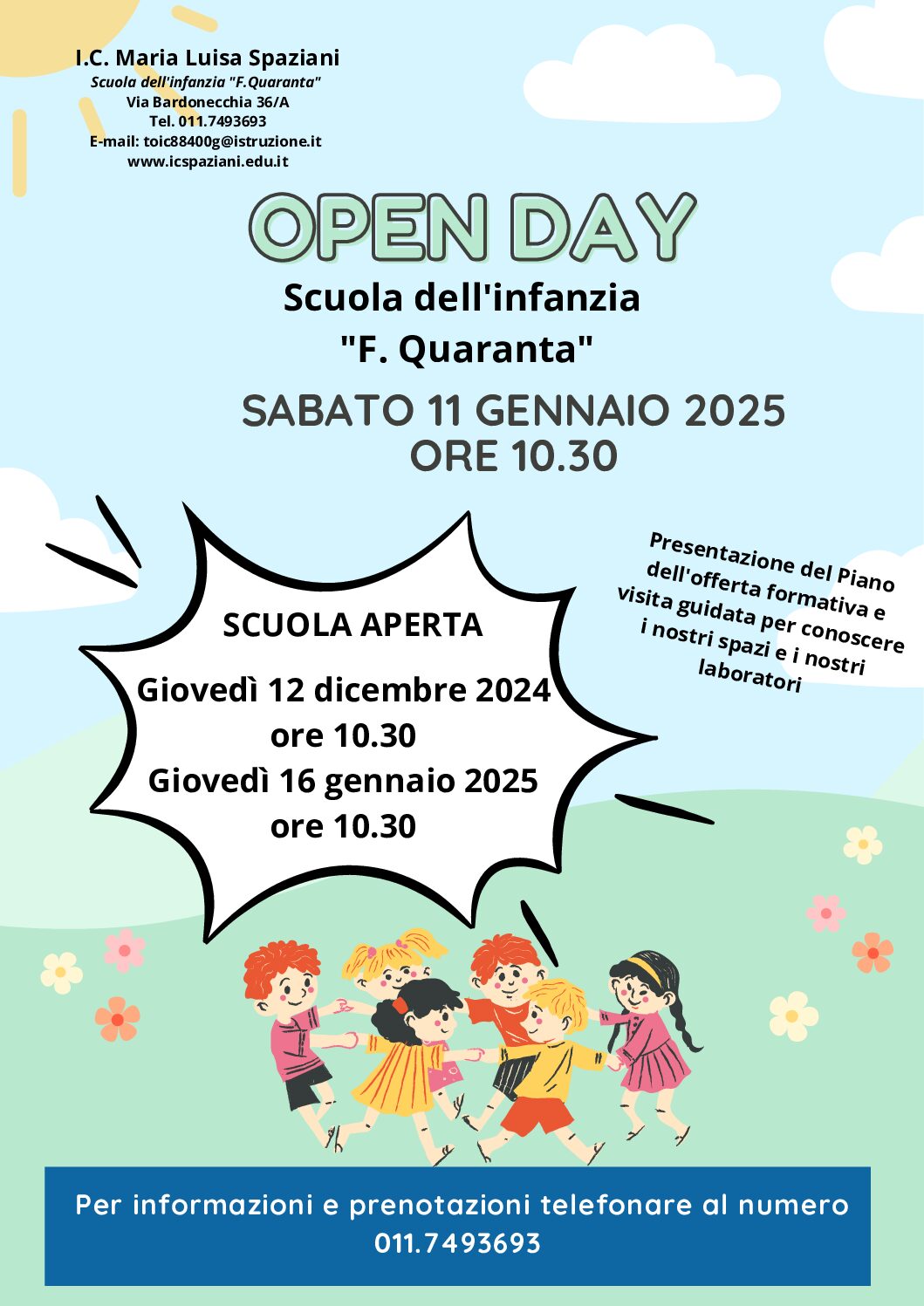 OPEN DAY SCUOLA DELL’INFANZIA – Iscrizioni 2025-2026